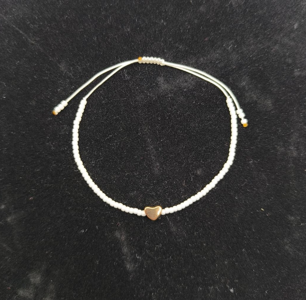Bratara reglabila Pure Love – alb si auriu