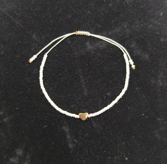 Bratara reglabila Pure Love – alb si auriu