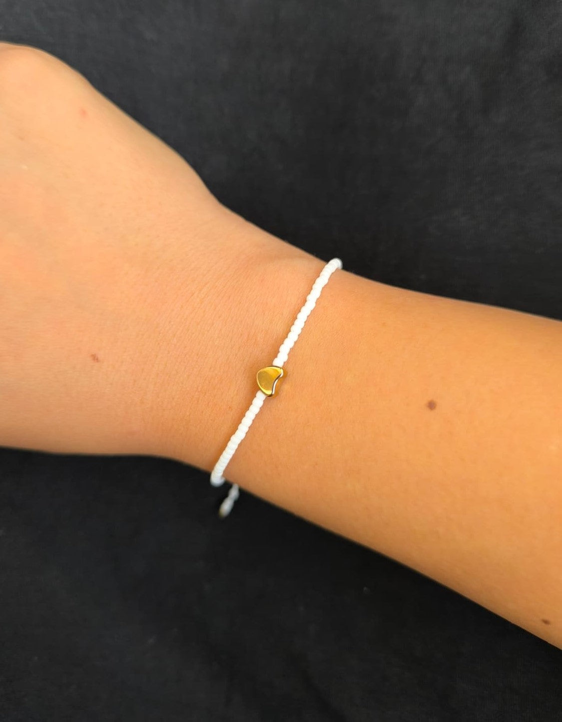 Bratara reglabila Pure Love – alb si auriu