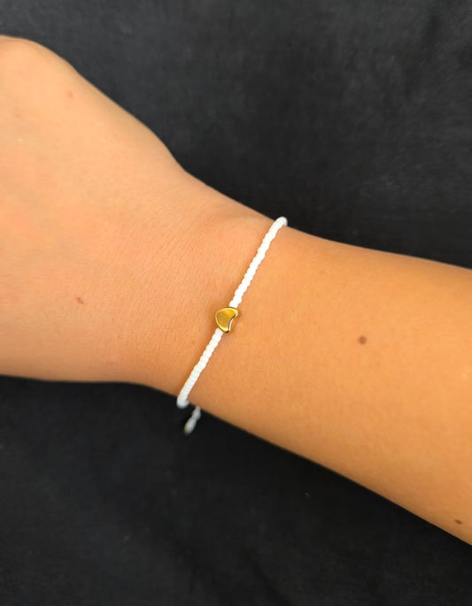 Bratara reglabila Pure Love – alb si auriu