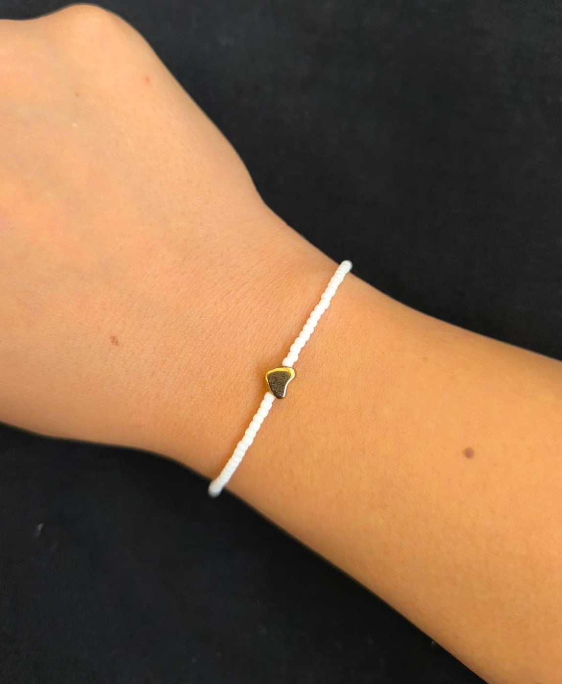 Bratara reglabila Pure Love – alb si auriu