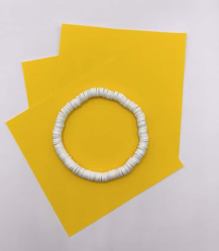 Bratara elastica Heishi alba