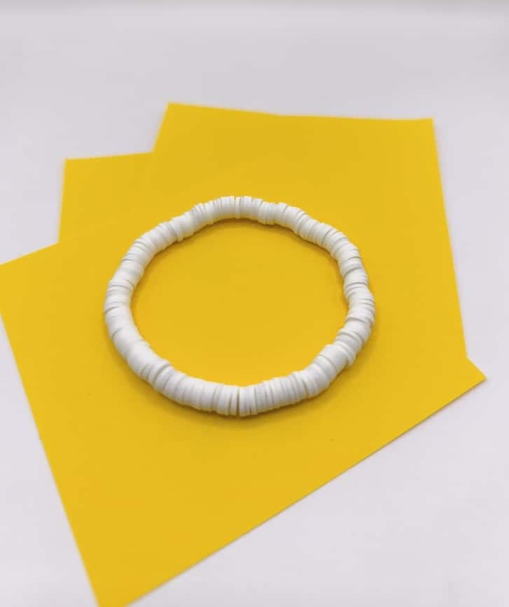Bratara elastica Heishi alba