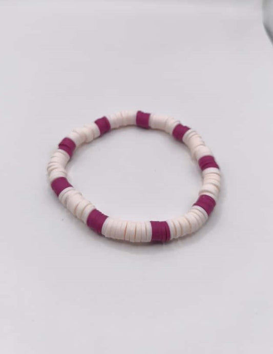 Bratara elastica Heishi roz inchis si roz deschis