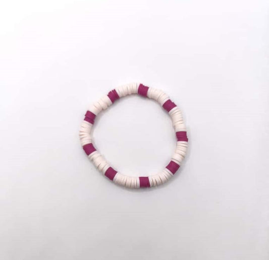 Bratara elastica Heishi roz inchis si roz deschis