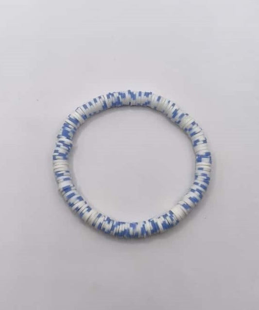 Bratara elastica Heishi albastru si alb