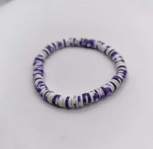 Bratara elastica Heishi mov si alb