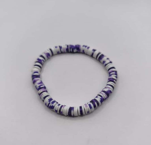 Bratara elastica Heishi mov si alb