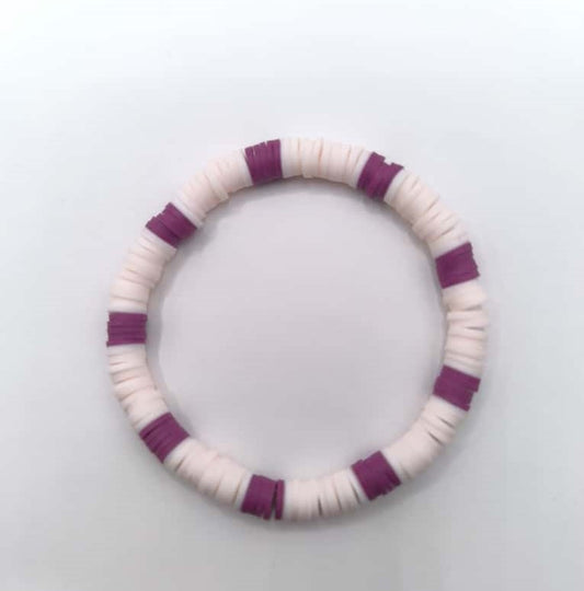 Bratara elastica Heishi mov si roz deschis