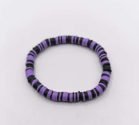 Bratara elastica Heishi negru si mov