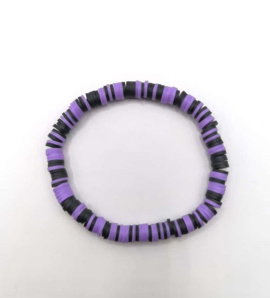 Bratara elastica Heishi negru si mov
