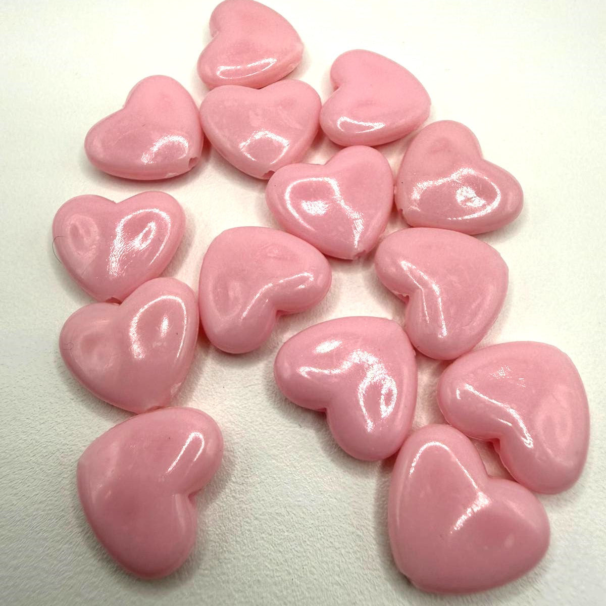 Margele acrilice inima 15mm roz