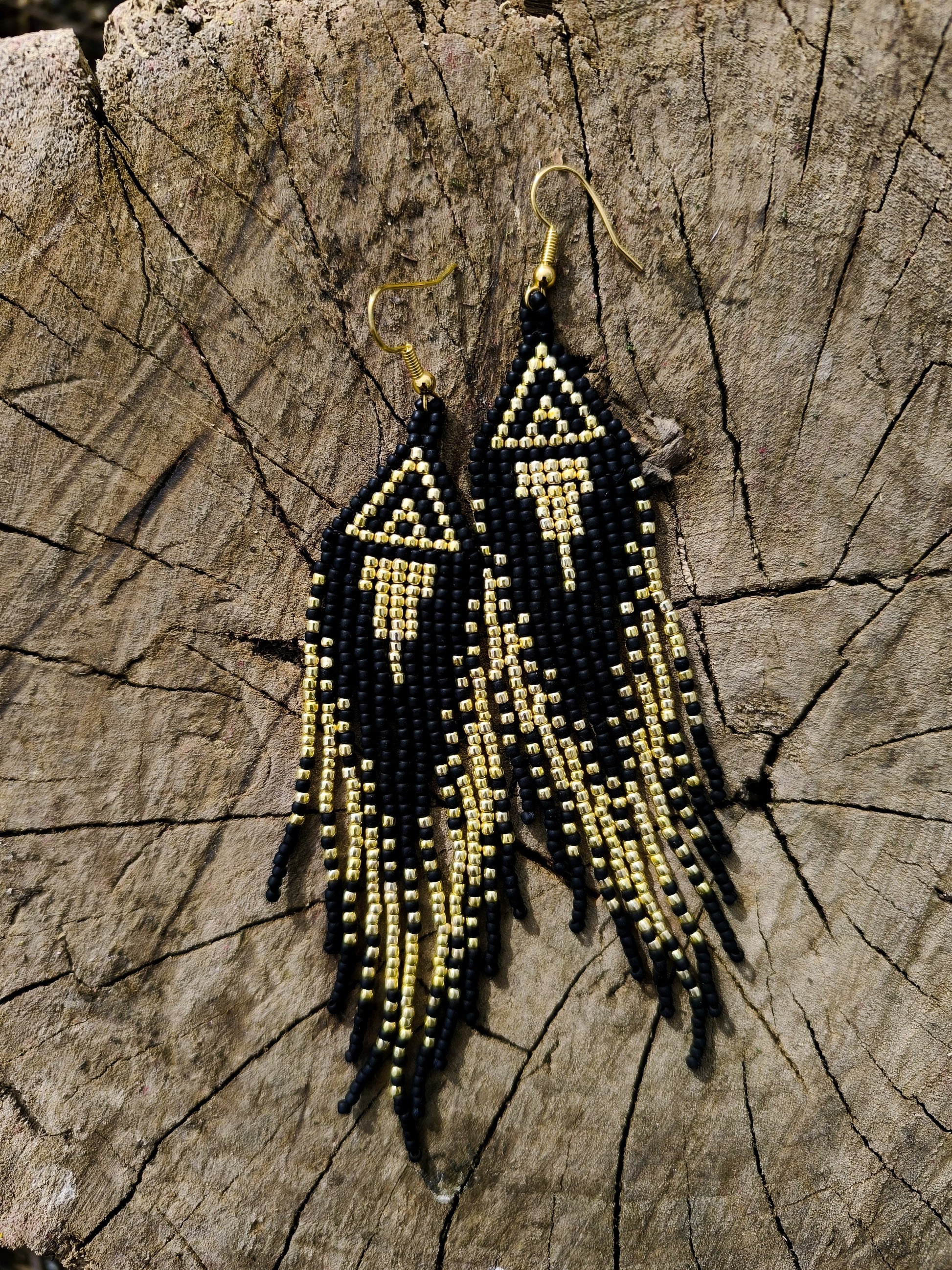 Cercei franjuri Black&Gold negru si auriu