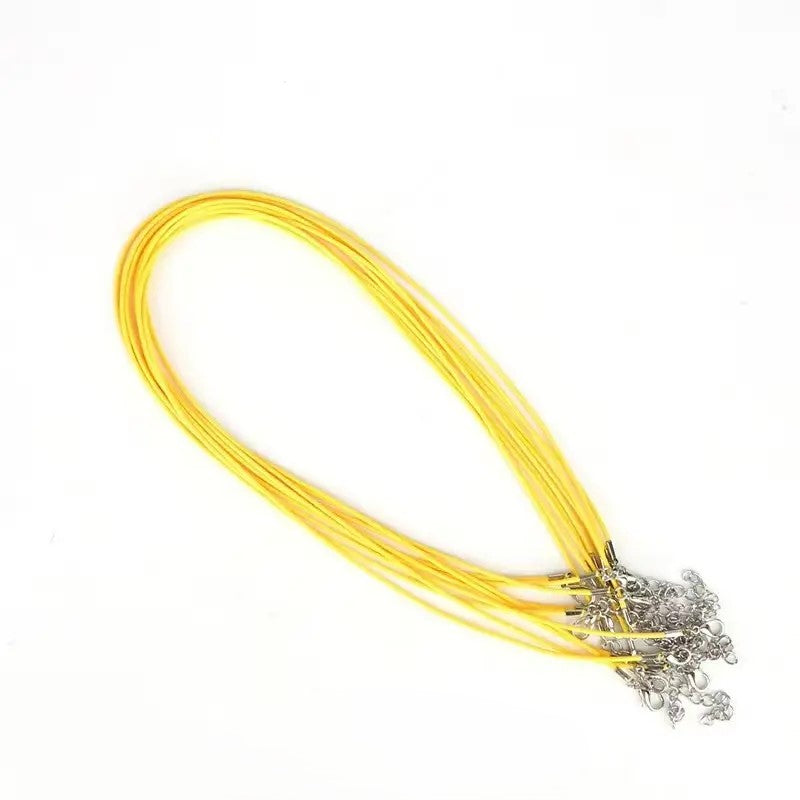 Baza colier snur cerat galben si terminatie argintie 45cm+5 cm prelungire