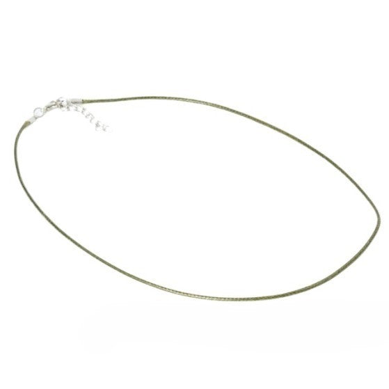 Baza colier snur cerat kaki si terminatie argintie 45cm+5 cm prelungire