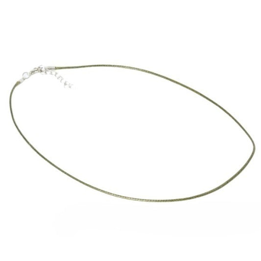 Baza colier snur cerat kaki si terminatie argintie 45cm+5 cm prelungire