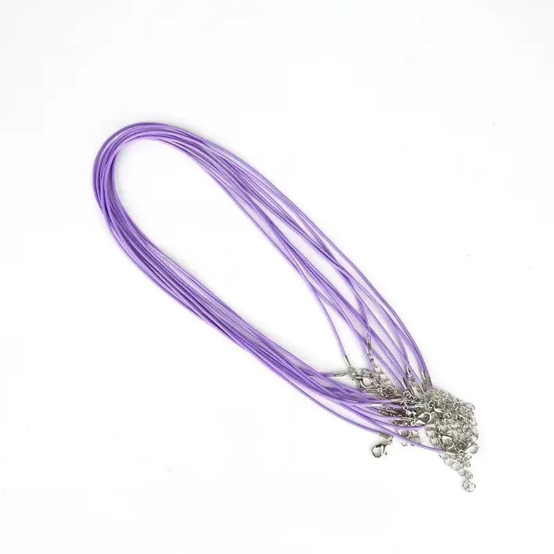 Baza colier snur cerat lila si terminatie argintie 45cm+5 cm prelungire