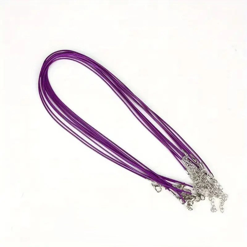 Baza colier snur cerat mov si terminatie argintie 45cm+5 cm prelungire