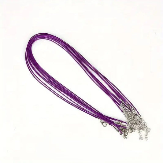 Baza colier snur cerat mov si terminatie argintie 45cm+5 cm prelungire