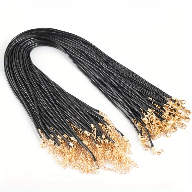 Baza colier snur cerat negru si terminatie aurie 45cm+5 cm prelungire