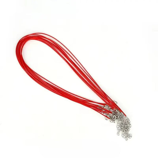 Baza colier snur cerat rosu si terminatie argintie 45cm+5 cm prelungire