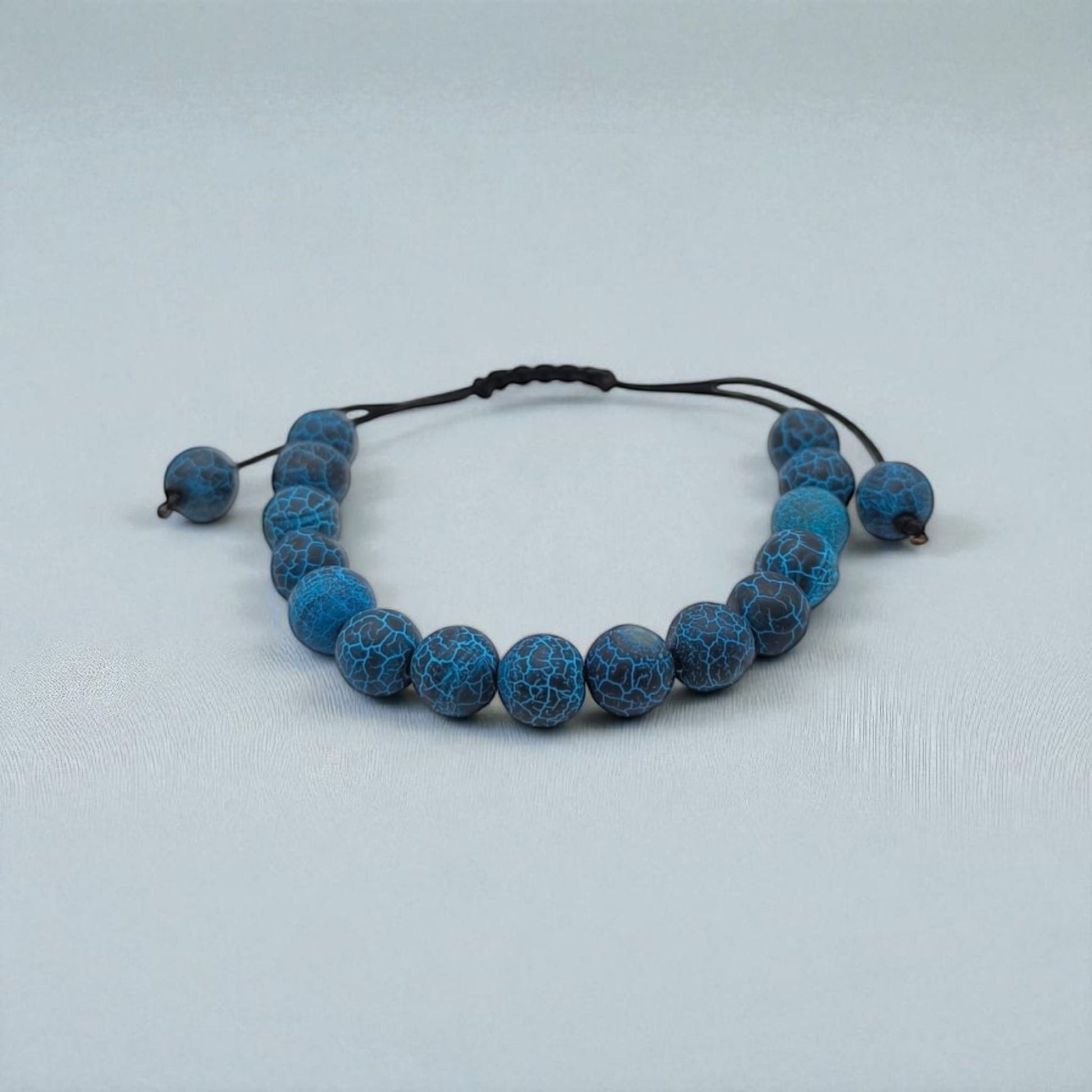 Bratara reglabila albastru cu snur negru