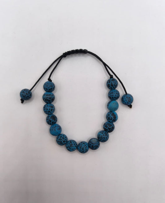 Bratara reglabila albastru cu snur negru