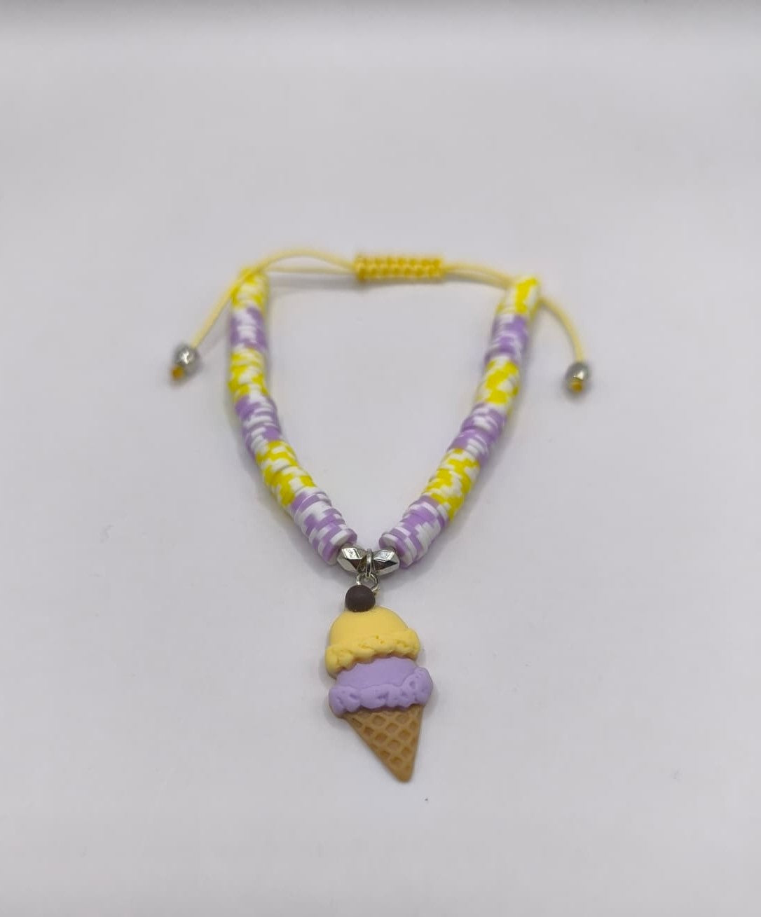 Bratara reglabila Ice Cream Fun – mov, alb si galben