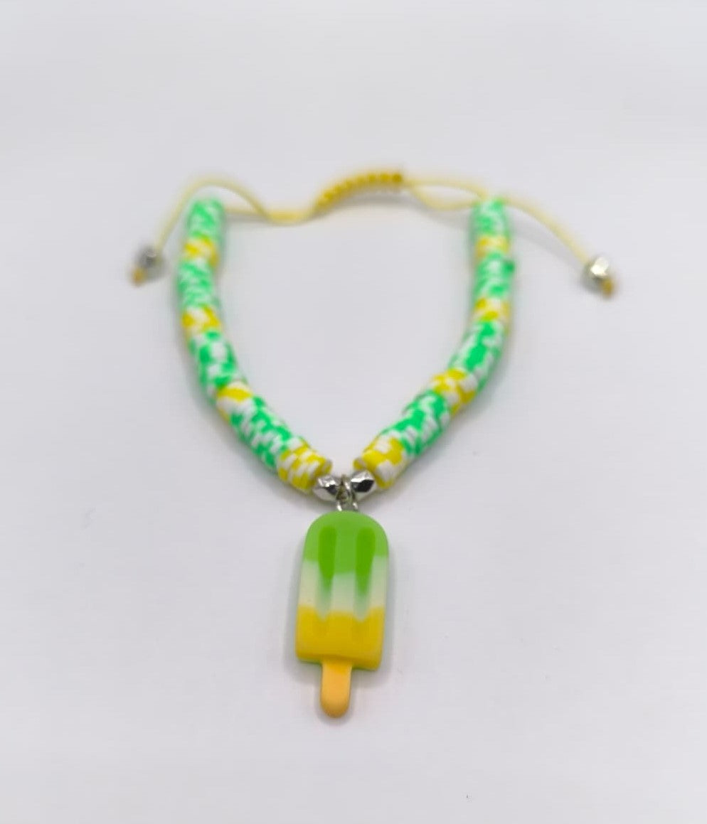 Bratara reglabila Minty Ice – verde, galben si alb