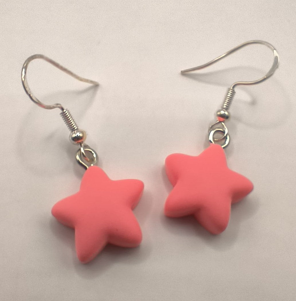 Cercei Little Star - stelute colorate roz