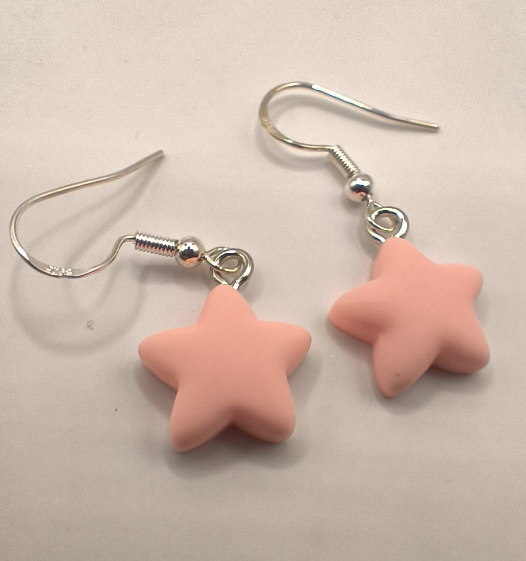 Cercei Little Star - stelute colorate roz deschis