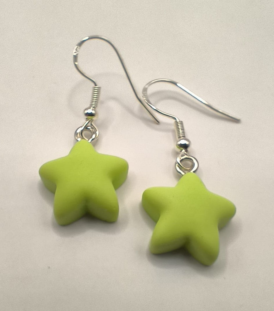 Cercei Little Star - stelute colorate verde