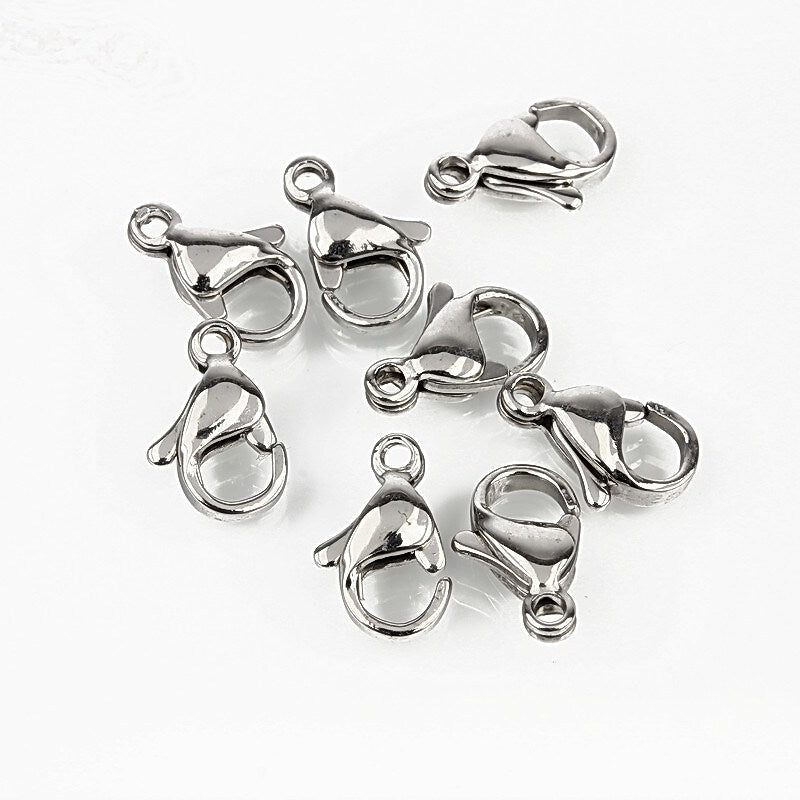Inchizatoare lobster otel inoxidabil 11x7mm argintiu