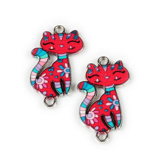 Link pisica argintiu inchis cu email printat rosu 30x16mm