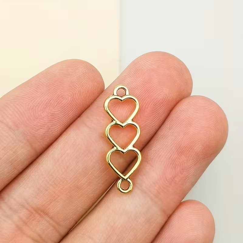 Link trei inimi 8x24mm auriu