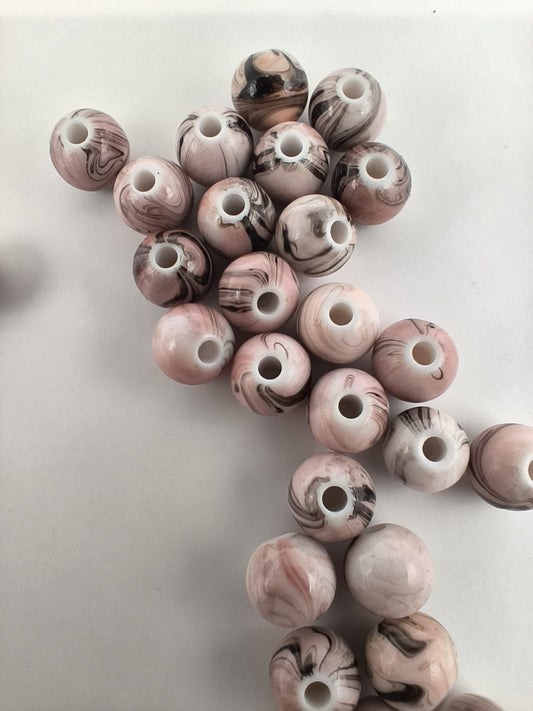 Margele acrilice 6mm maro cu negru