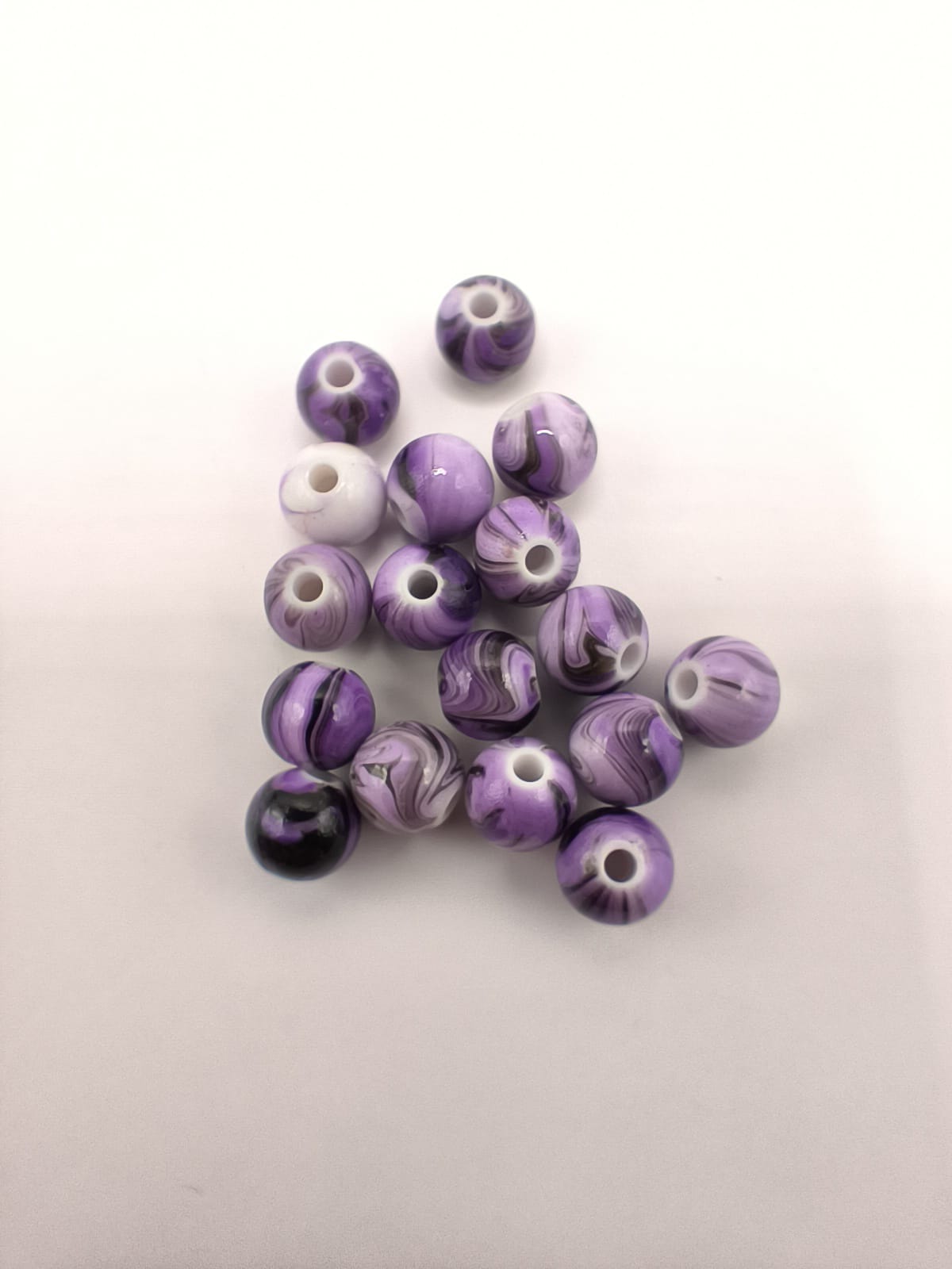 Margele acrilice 6mm mov cu negru