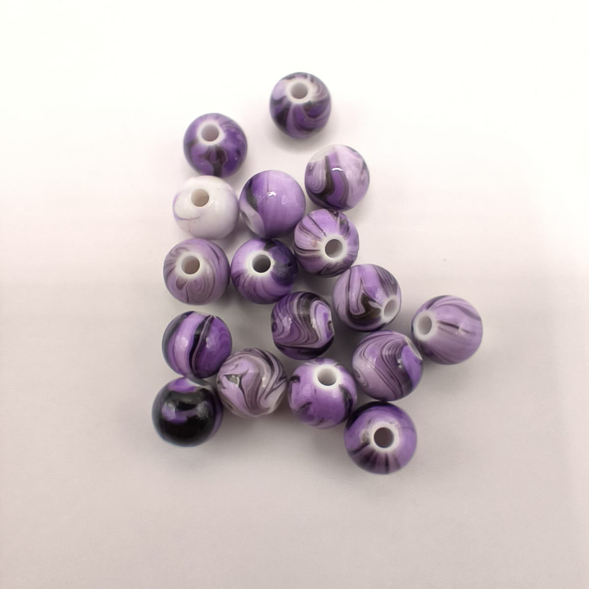 Margele acrilice 6mm mov cu negru