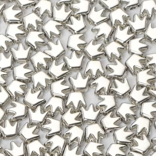 Margele acrilice coroana 6mm argintiu