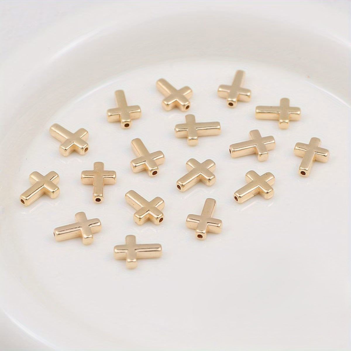 Margele acrilice cruce 13x9mm auriu