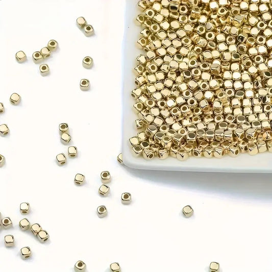 Margele acrilice cub 4mm auriu