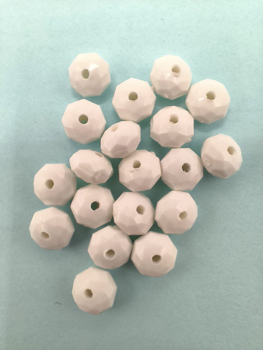 Margele acrilice fatetate 8x6mm alb