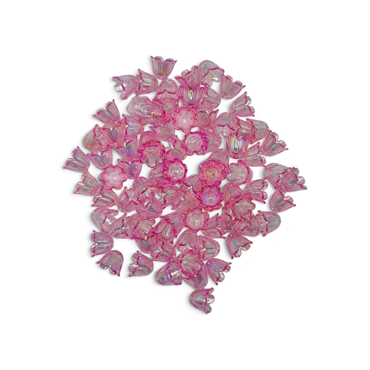 Margele acrilice floare 10x12mm fucsia efect AB