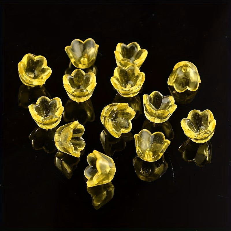 Margele acrilice floare 10x7mm galben
