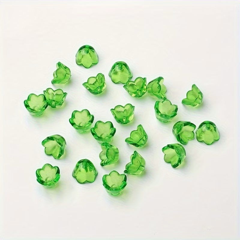 Margele acrilice floare 10x7mm verde