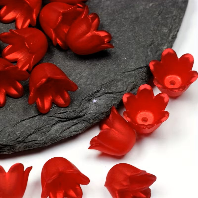 Margele acrilice floare 11x9mm rosu