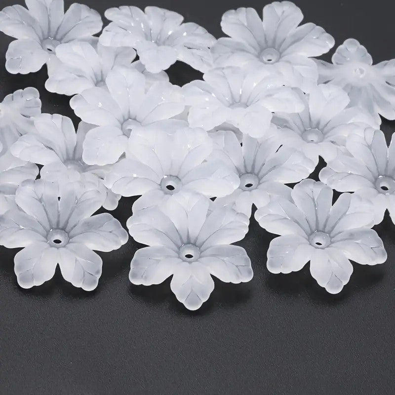 Margele acrilice floare 19mm alb