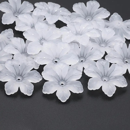 Margele acrilice floare 19mm alb