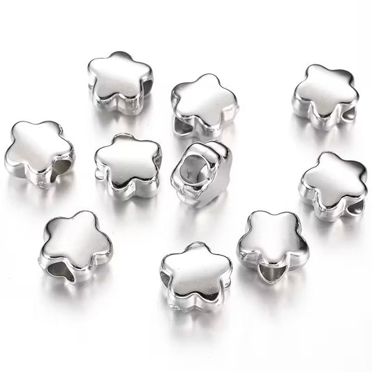 Margele acrilice floare 6mm argintiu