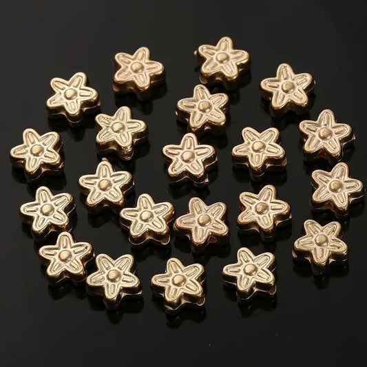 Margele acrilice floare 6mm auriu